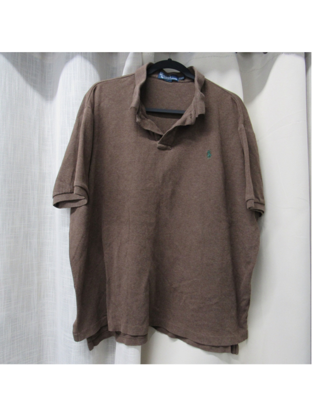 Polo Ralph Lauren Men's XXL Brown Short Sleeve Polo Shirt Teal Blue Pony Logo
